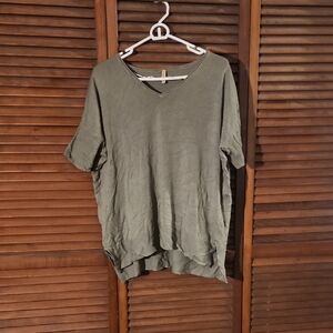 Casual Olive V-Neck Women's Tee